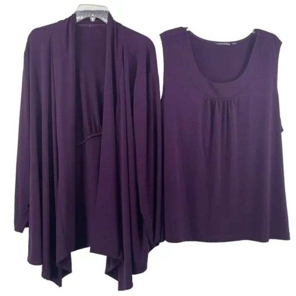 SUSAN GRAVER Liquid Knit Cardigan/Tank Set - XL